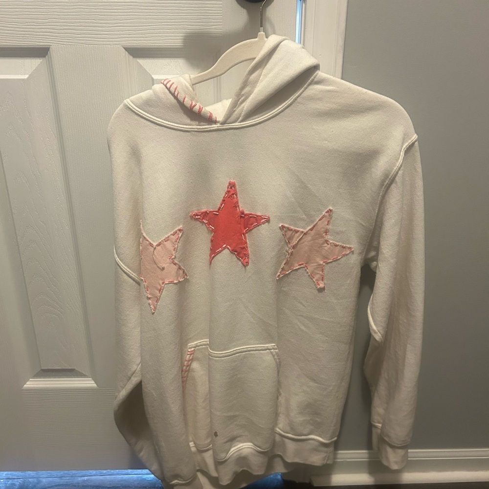 Cream Hoodie with Pink Star